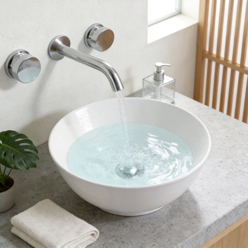13" White Vitreous China Round Vessel Bathroom Sink, Compact Above Counter Vanity Sink with 1.75" Drain for Powder Rooms