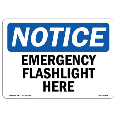 Emergency Flashlight Here Sign