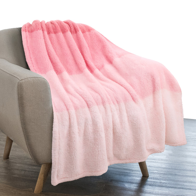 Jeté de lit Fluffy Sherpa, Jeté, Dégradé / rose
