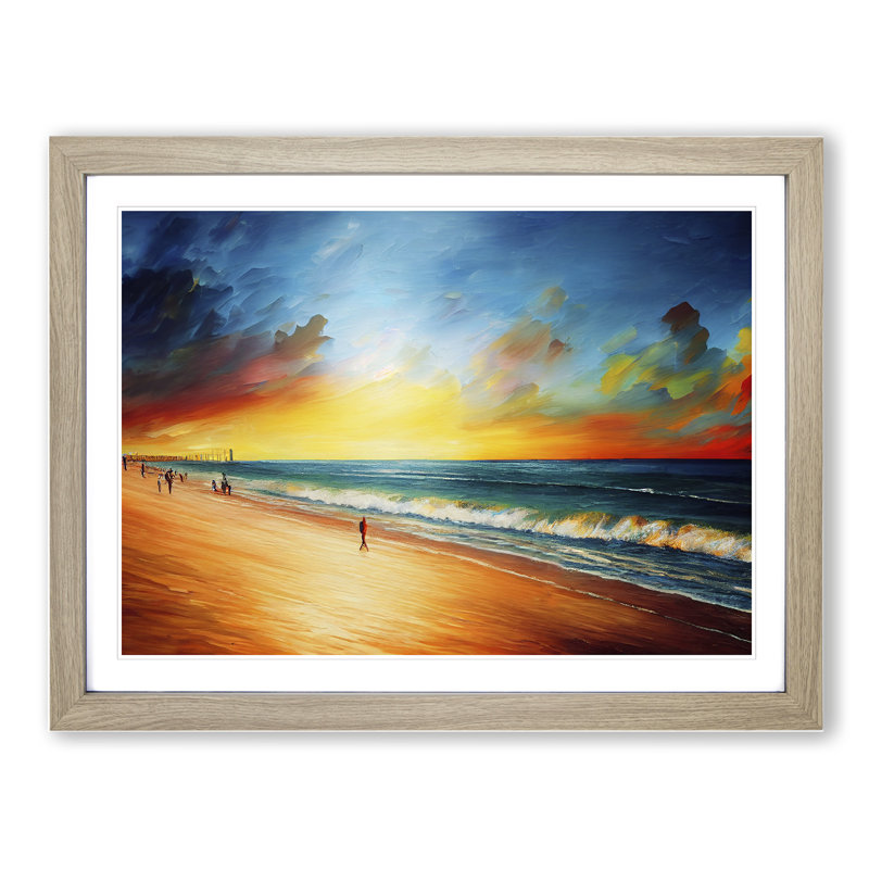 Beach View Vol.2 - Single Picture Frame Painting, 34cm H x 46cm W x 2cm D, Oak