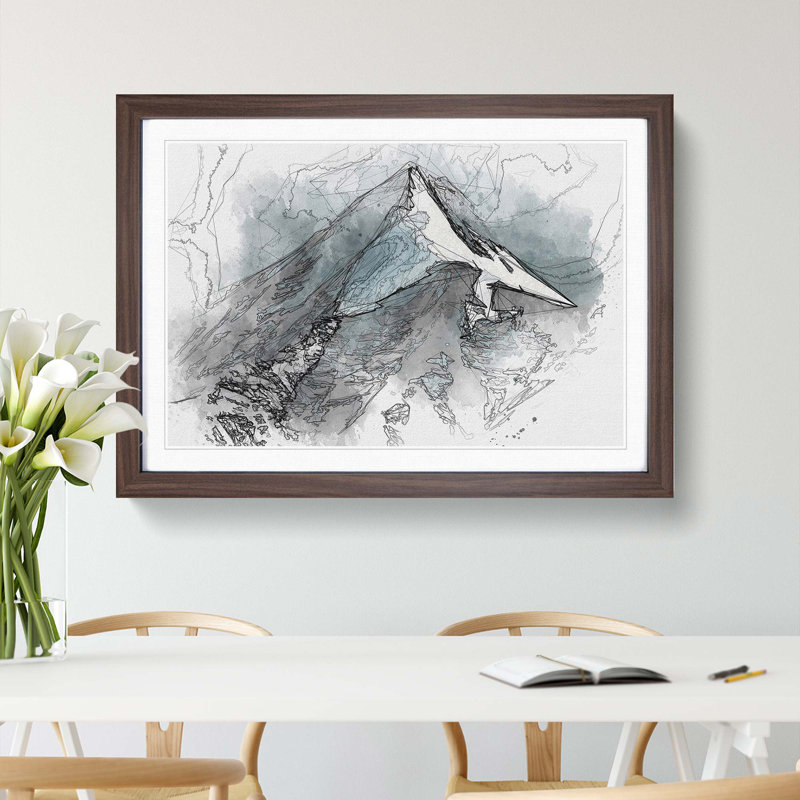 Snow Covered Mountain in India in Abstract - Picture Frame Graphic Art Print, Walnut Framed, 48cm H x 65cm W x 2cm D