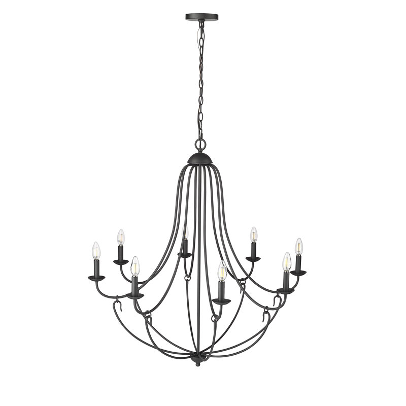 Lustre classique / traditionnel de 36 po de large Eisley, Noir mat