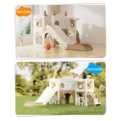 Glissoire 13 en 1 pour tout-petits, ensemble de jeu pour tout-petits avec golf, planche à dessin, panier de basketball et espace de rangement