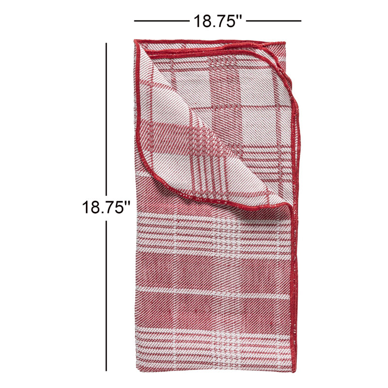 Carolina Linen Blend Plaid Square Napkin, Classic Red