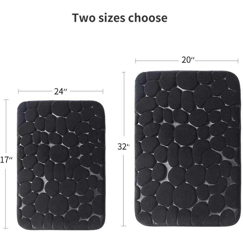 Karun Non-Slip Bath Rug, Black