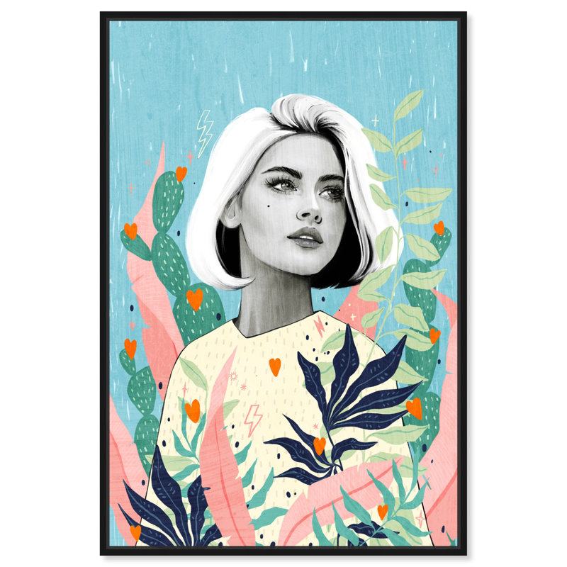 "Teal Grace", art moderne boho par Art Remedy, H 16 po x l 11 po, Cadre noir