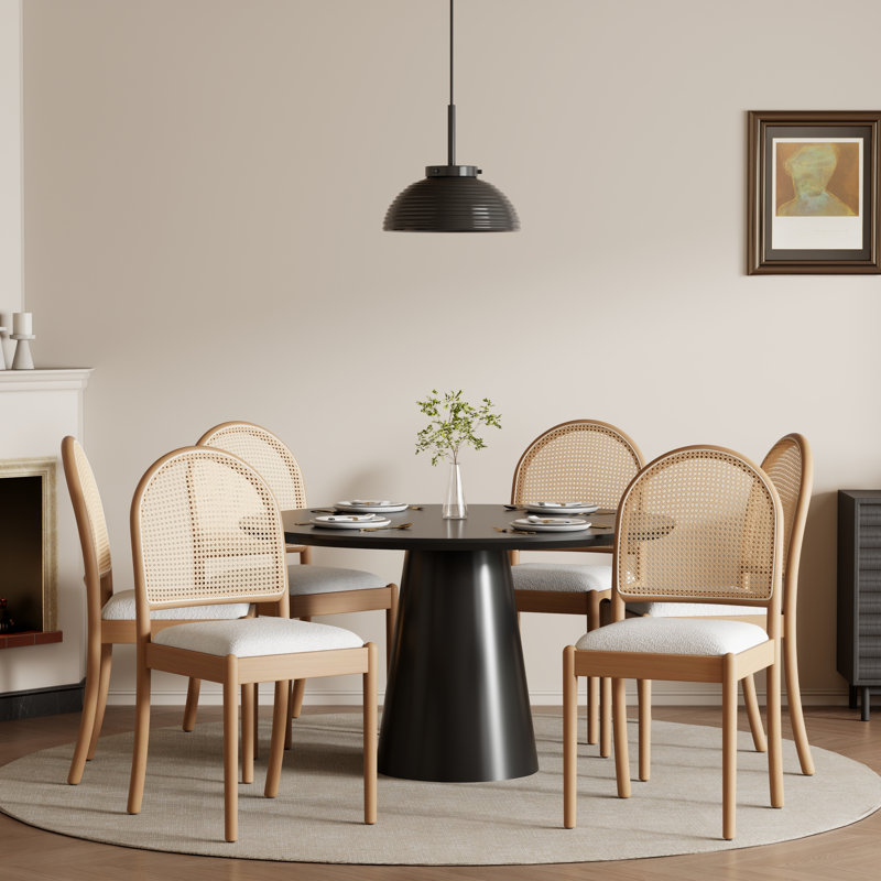 Chaises de salle à manger en bois massif Farmhouse Modern Boho, 6, Bois