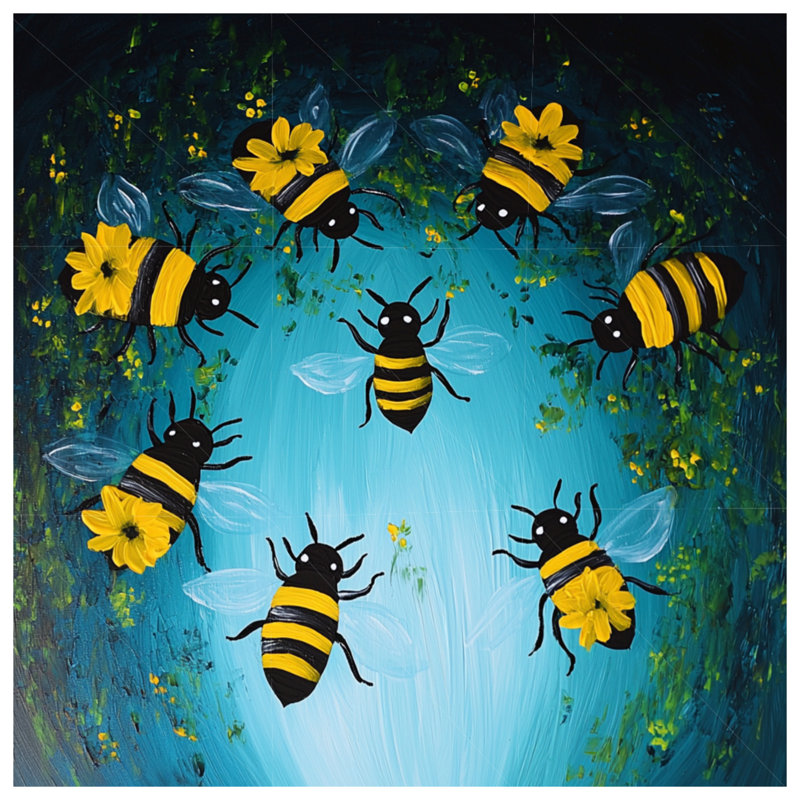 Coussin Bees, insectes, double face, 18 po x 18 po