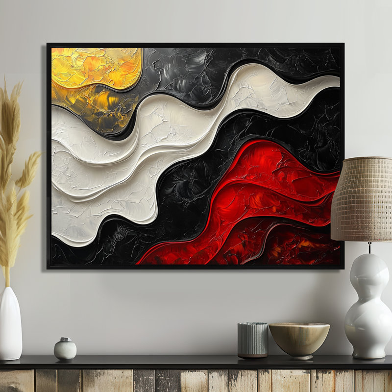 Westrick - Abstract Canvas Art Print, Noir, noir, noir, noir, 12" H x 20" W, Impression encadrée flottante