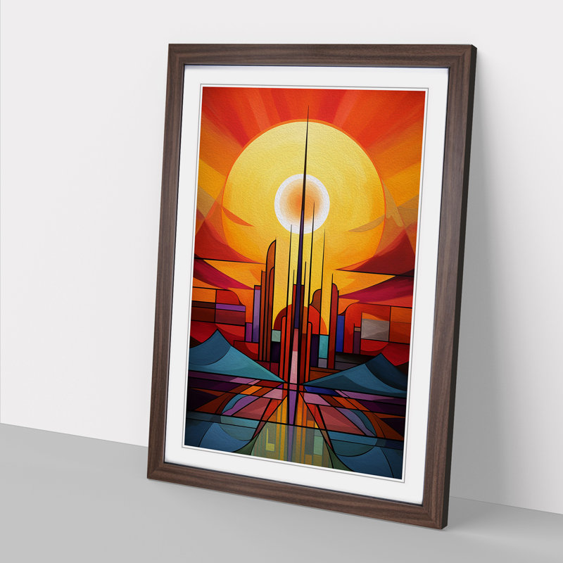Single Picture Frame Print on Wood, 34cm H x 25cm W, Walnut Framed