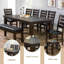 Table de salle à manger de style transitionnel urbain de 122 cm (48 po) – Teinte noyer riche avec placage en bois massif, plateau à motif circulaire en creux et pieds carrés – Capacité de 8 couverts, table polyvalente autoportante