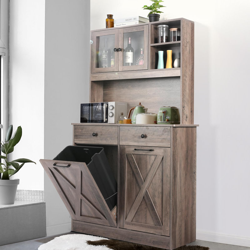 Double Tilt Out Trash Cabinet Trash Can - 10x2 Gallons (Trash Bins Not Included) 1 PC, Grey