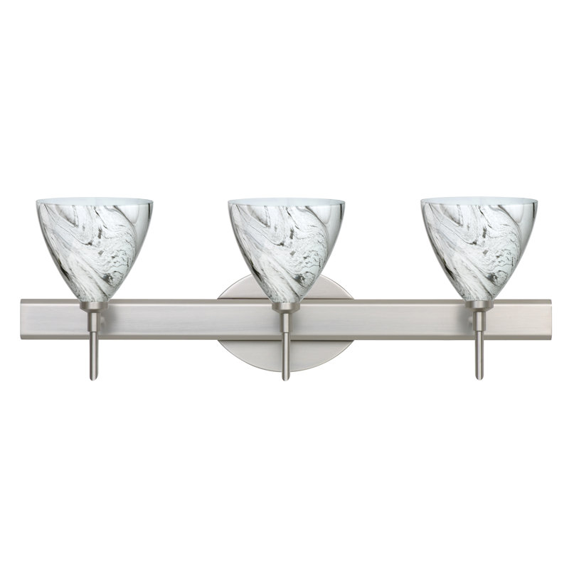 Mia 3 - Light Dimmable Vanity Light, Satin Nickel, Marble Grigio, Incandescent