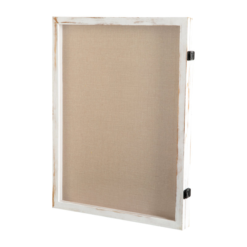 Mallick 23.5'' H x 18.5'' W Shadow Display Case with Linen Liner and Solid Pine Wood Frame, White Wood