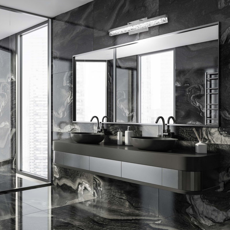 Brushed Nickel LED Vanity Light with Reclaimed Crystal