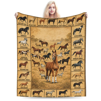Cute Horse Gifts Blanket for Horse Lovers, Flanne Throw Blanket Fleece Throw Blanket for Couch, Sofa, Bedroom and Living Room,Fluffy Cozy Warm Blanket Gifts for Man,Women, and, 40 x 50 in