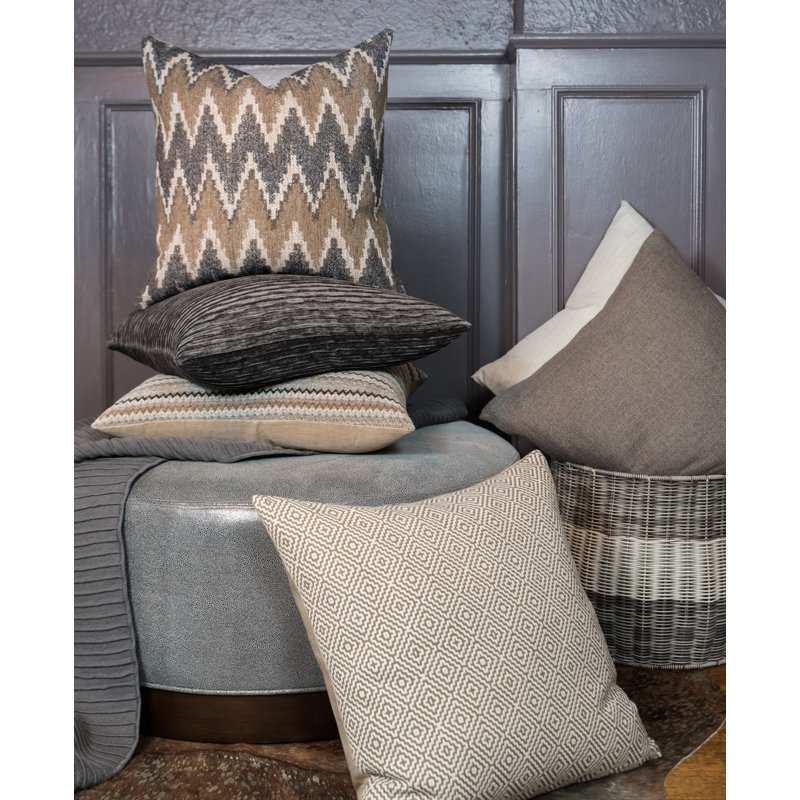 Feather Reversible Throw Pillow, Flax