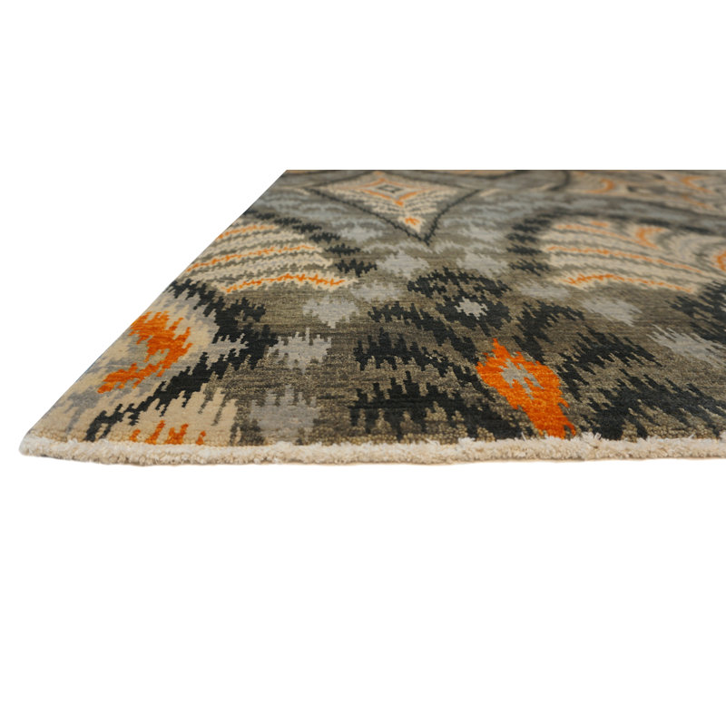 Jazz Hand Knotted Wool Area Rug, Rectangle 6' x 9', Armstrong Charcoal