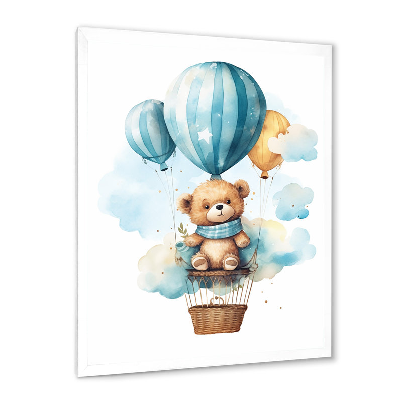 «Nursery Bear Cub Children Dreams II», H 40 po x l 30 po x P 1,5 po, Cadre simple blanc