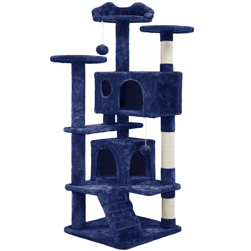 Meuble pour chat avec poteau à griffer pour chat Dagenham, H 54 po x l 20 po x P 20 po, Marine