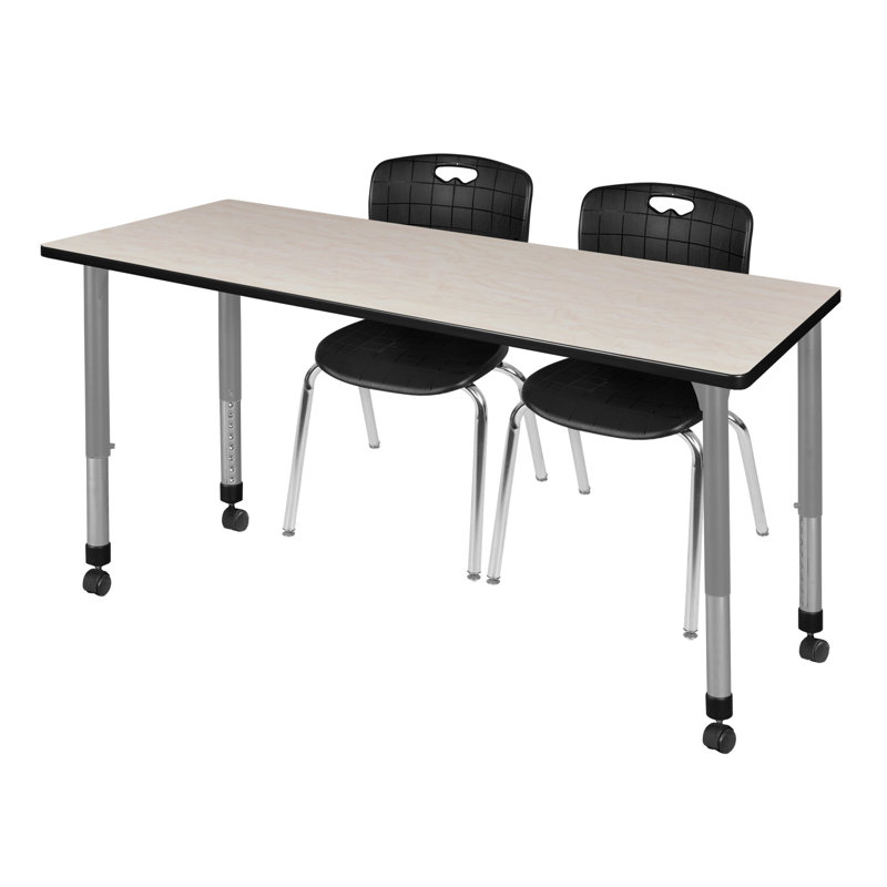 Ensemble de table et chaises Romig Kee, Noir, Érable, L 66 po x P 24 po