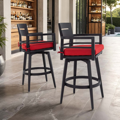 Chaises de bar pivotantes modernes en aluminium résistant aux intempéries avec accoudoirs ergonomiques à dossier pivotant sur 360 ° pour une stabilité accrue
