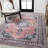 Heimir Bohemian Distressed Chenille Machine-Washable Dark Pink/Black/White Rug-268417592