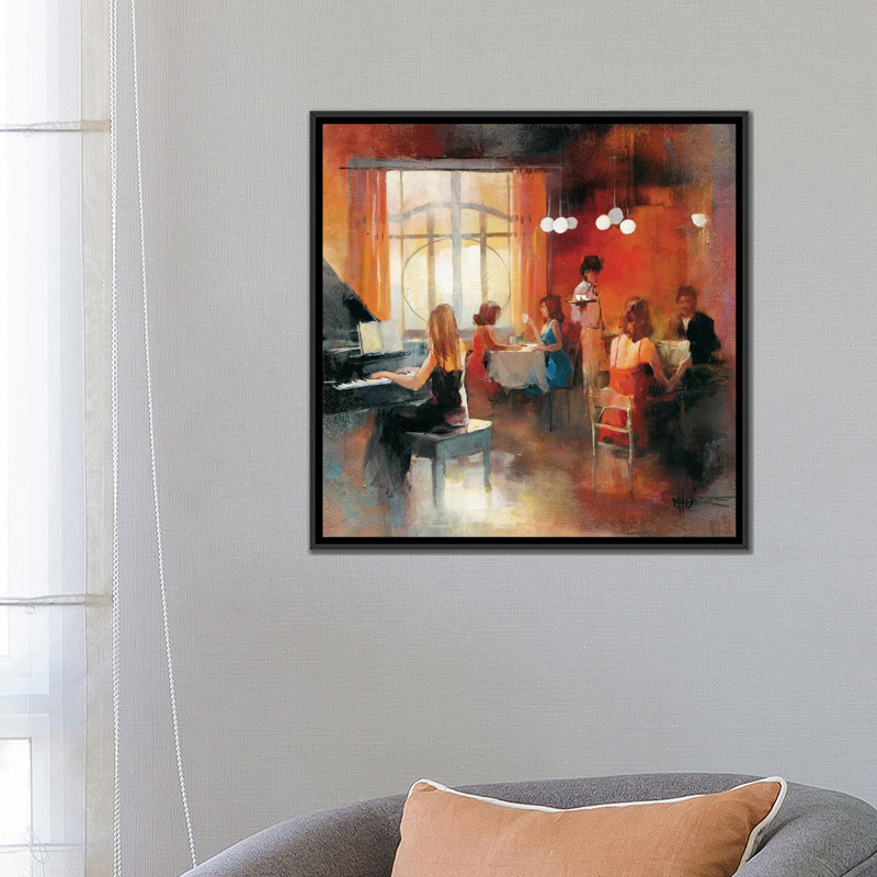 « rendez-vous i », reproduction d’art sur toile, H 26 po x l 26 po x P 1,5 po, Toile encadrée noire, Pas de tapis