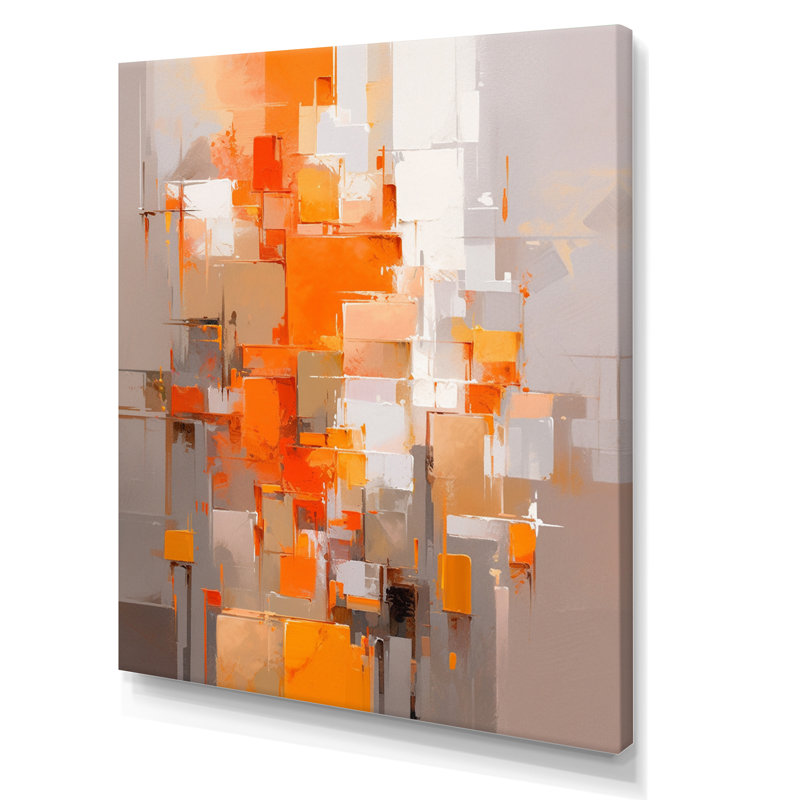 Belkys orange brun brisé les réalités - cubisme, art mural, H 32 po x l 24 po x P 1 po, Toile tendue