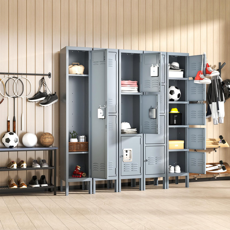 Gray 66-Inch Steel 5-Door Office Storage Locker Cabinet