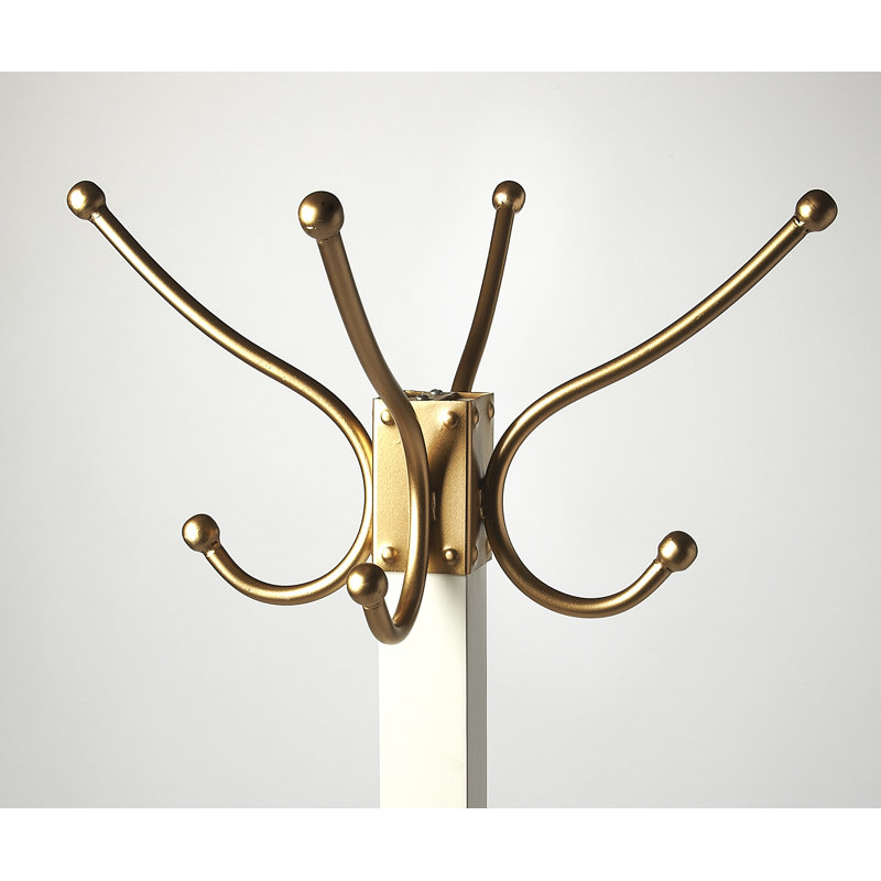 Logan Metal Freestanding Coat Rack, White/Gold