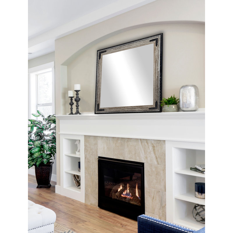 Umstead Solid Wood Flat Wall Mirror, 25.5" H x 25.5" W, Brown/Cream Distressed