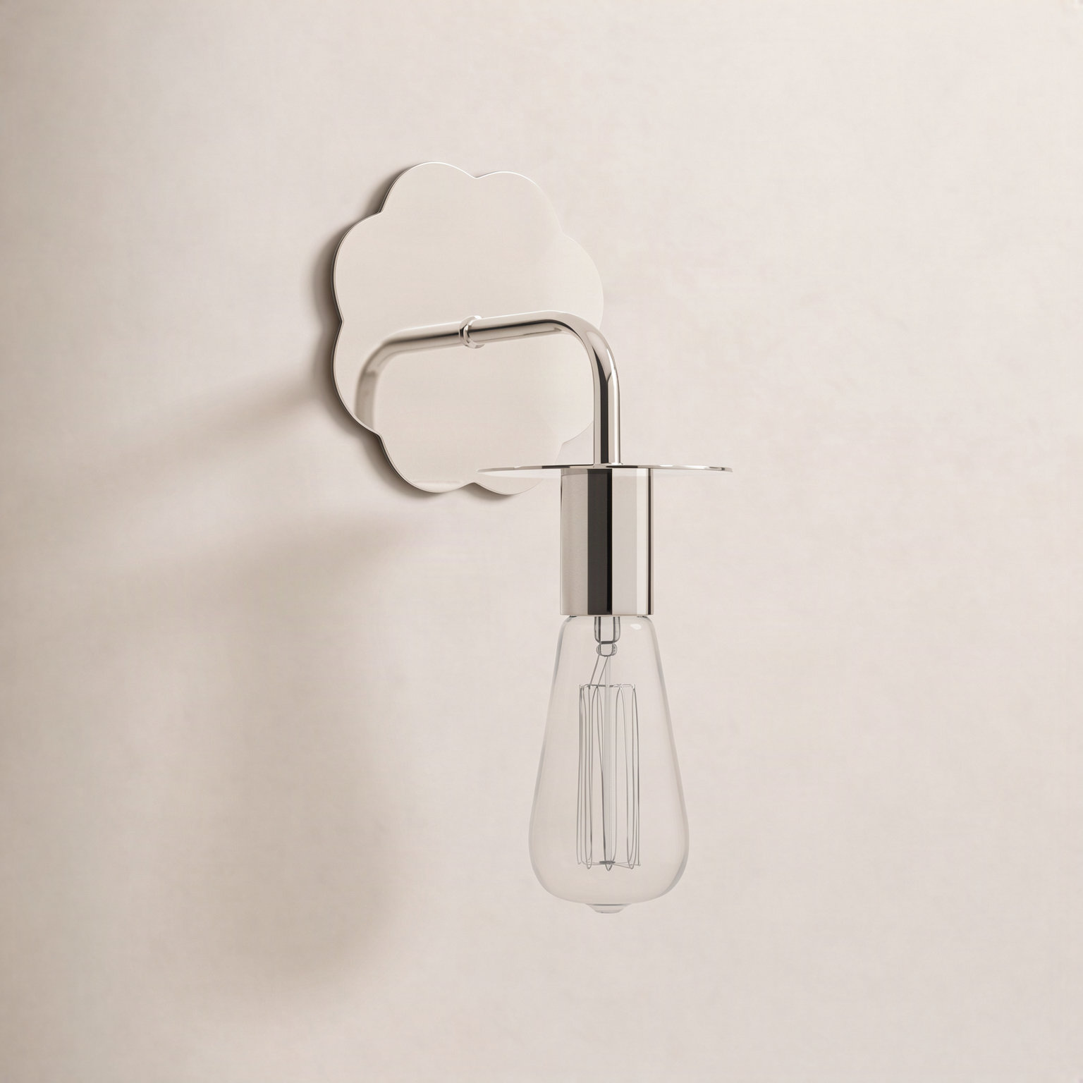 Single Light Dimmable Armed Sconce, Polished Nickel