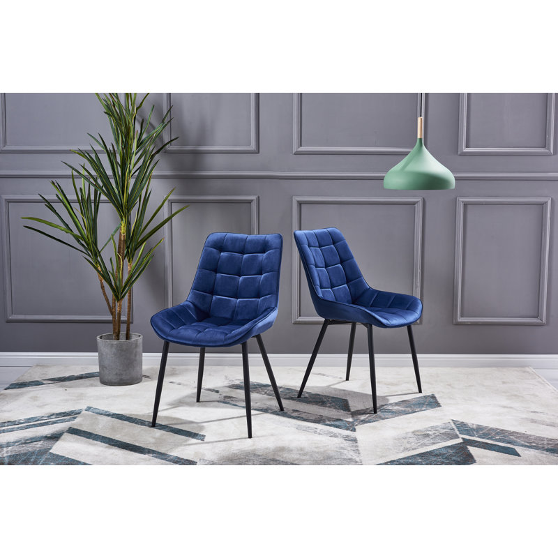 Griggs 49cm H Velvet Upholstered Side Chair, Midnight Blue