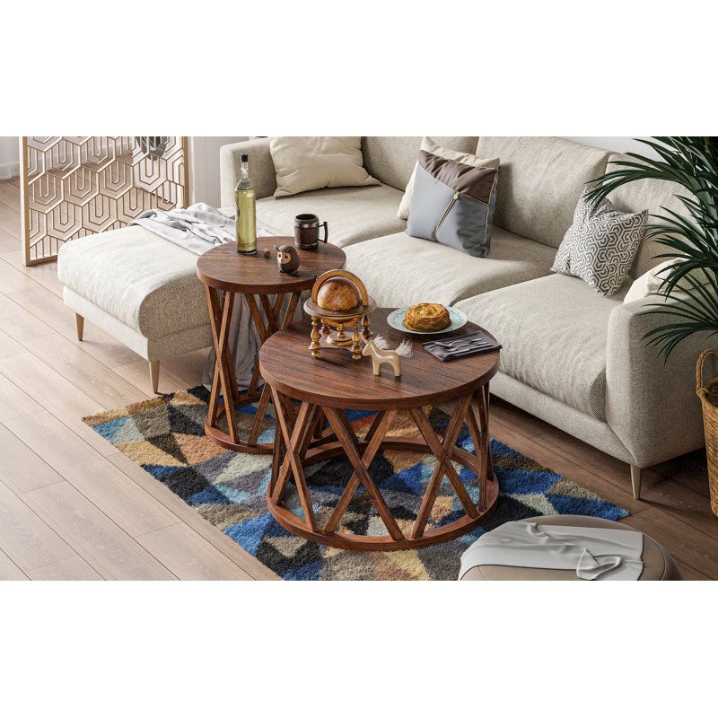 2 Piece Coffee Table Set, Brown