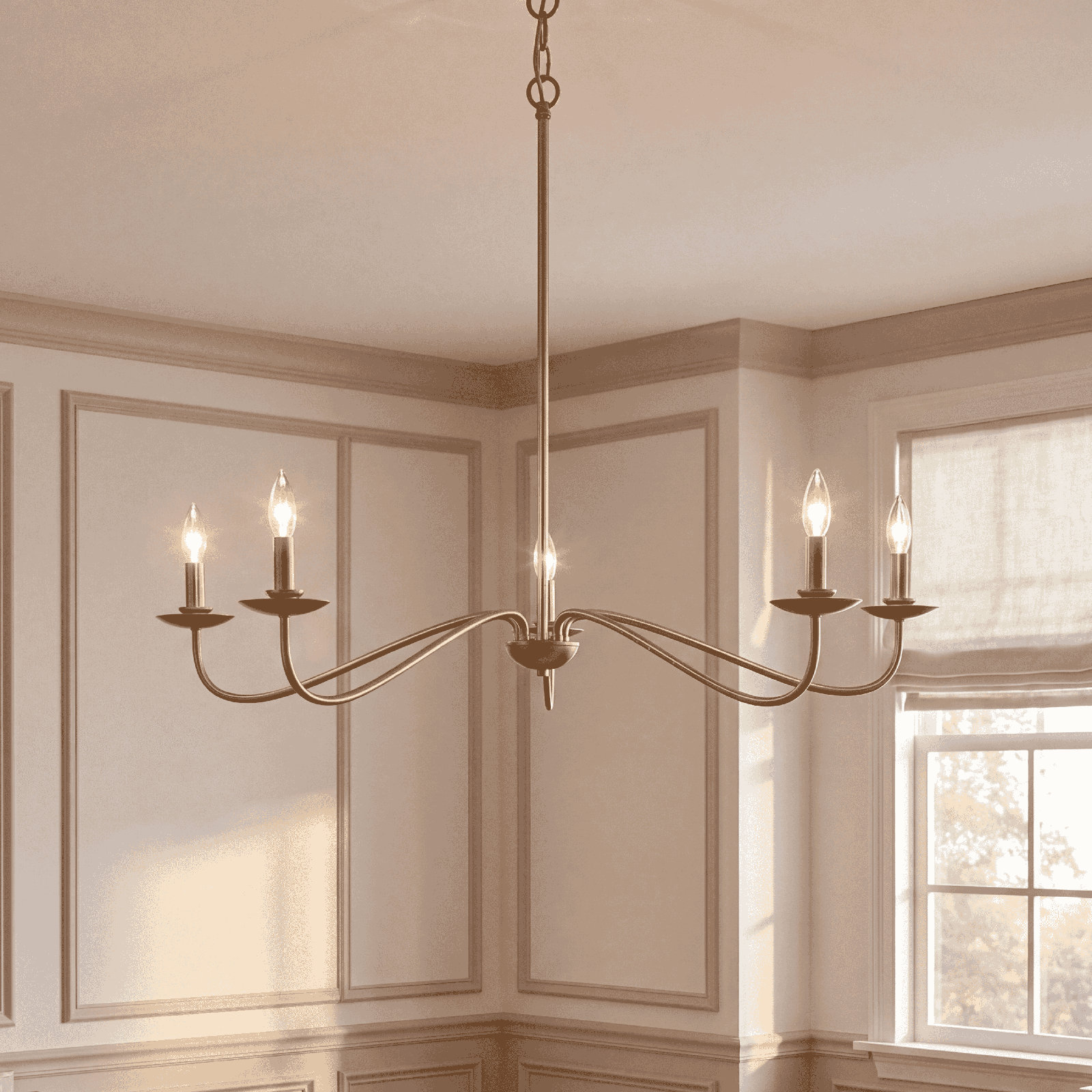 Abigeal 5-Light Chandelier, Natural Brass