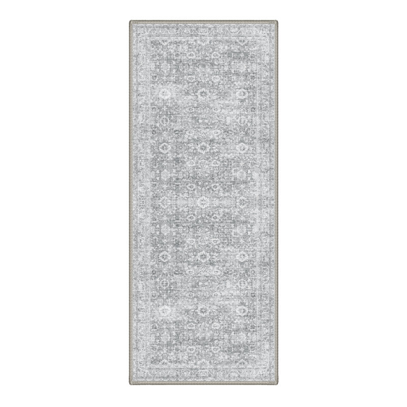 Tapis intérieur gris cendré lavable à la machine Caledon Vintage, Runner 2'3" x 6'