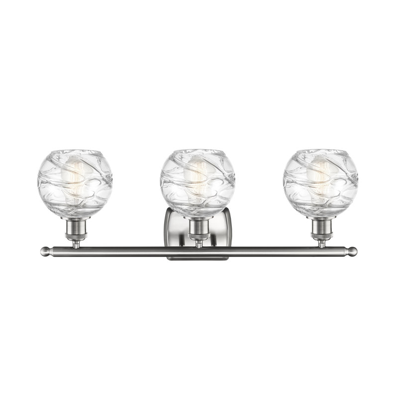 Éclairage pour meuble-lavabo à intensité variable Halvorson, Nickel satiné brossé, Ampoule incandescente rétro de 60 watts
