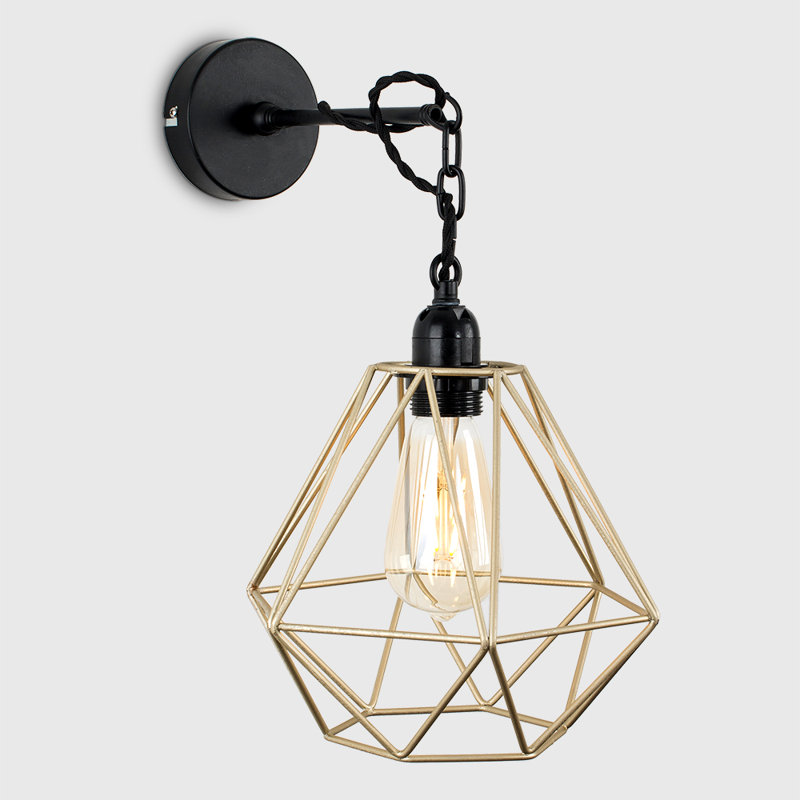 Harp 1 - Light Satin Black Geometric Pendant, Gold, Yes