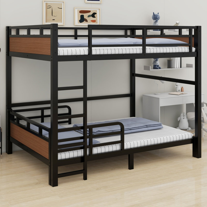 Separable Bunk Beds,With Raised Security Fence, Walnut