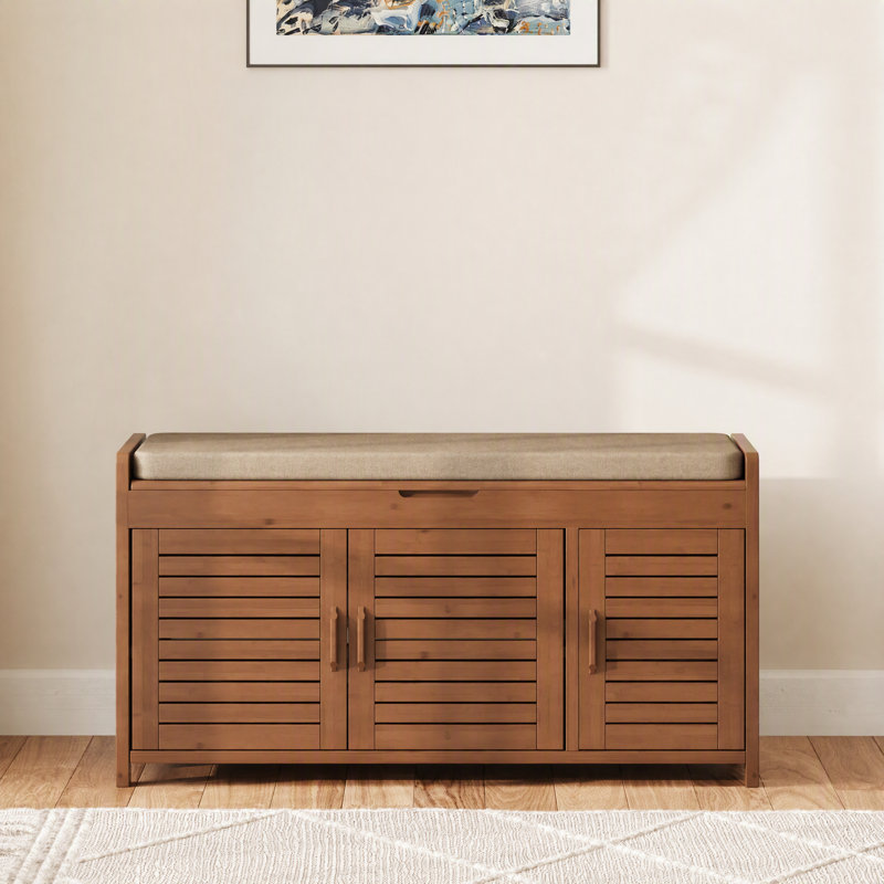 38.2“ Shoe Storage Bench Upholstered Shoe Storage Cabinet Shoe Organizer Entryway Bench with Hidden Space