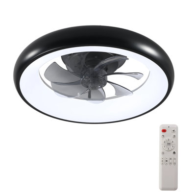 Ventilateur d'intérieur 19 po avec télécommande, intensité variable, 7 pales, moteur à courant continu réversible, avec lumière DEL, noir