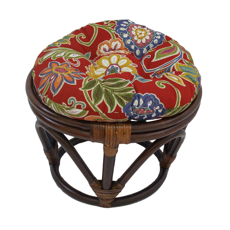 Outdoor 4'' Ottoman Seat Cushion, Red/Green
