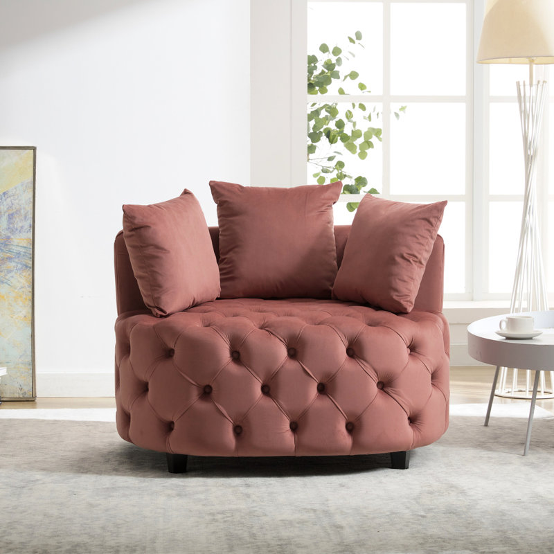 Fauteuil d'appoint en velours rose pour le salon, style américain en velours, zone en mousse, Rose