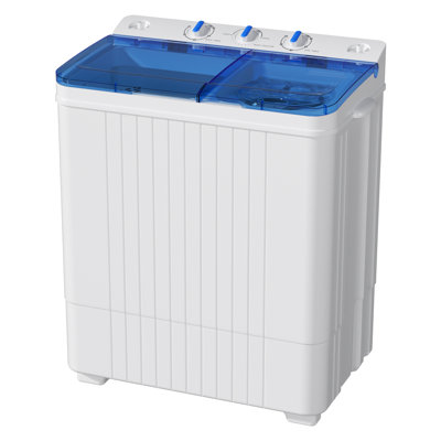 SUNCROWN Portable Washing Machine, 28lbs Twin Tub Mini Washer Compact Laundry Machine with Timer Knobs, Semi-automatic 18lbs Washer 10lbs Spinner Combo for Dorms, Apartments