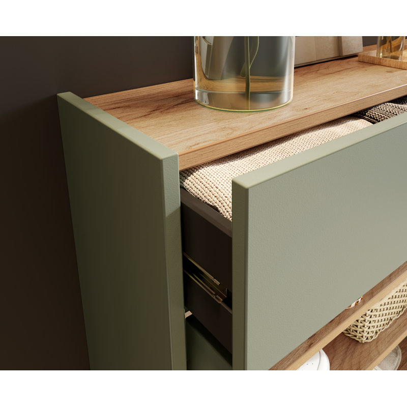 Soza 10 Pair Shoe Storage Cabinet, Taupe Green