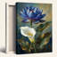 Tableau mural sur toile tendue à motif floral de lotus bleu et de lys calla blanc-1773799985