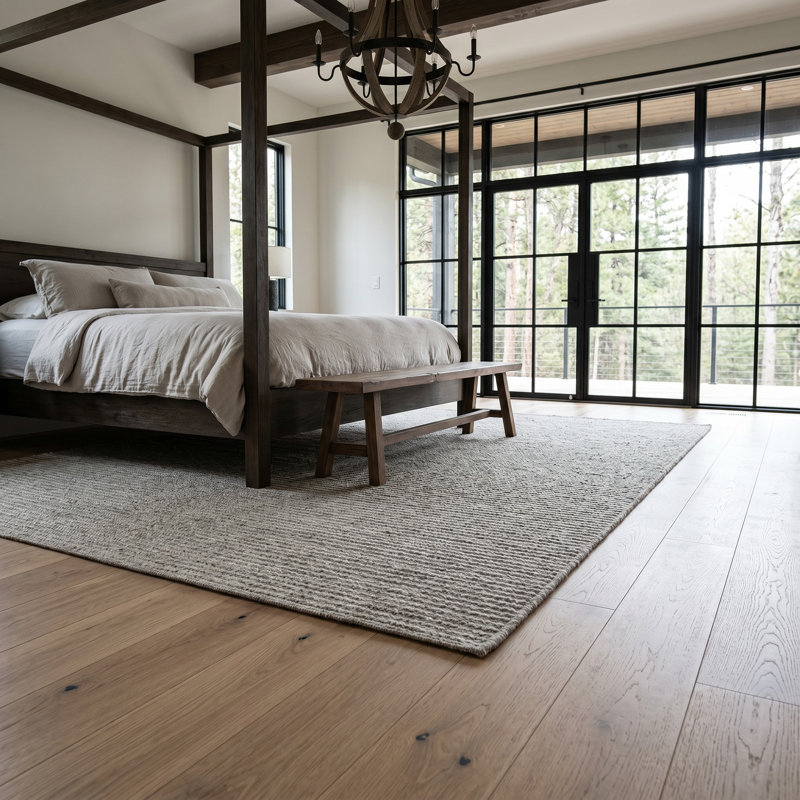 Tapis d'intérieur réversible en laine tressée Bristol, Grey, Rectangle 5' x 8'