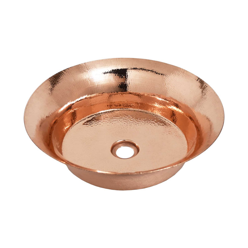 Maestro Metal Circular Vessel Bathroom Sink, Polished Copper