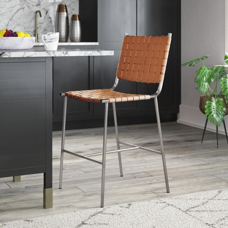 Tabouret de comptoir 26 po Cass, Brun, Argent